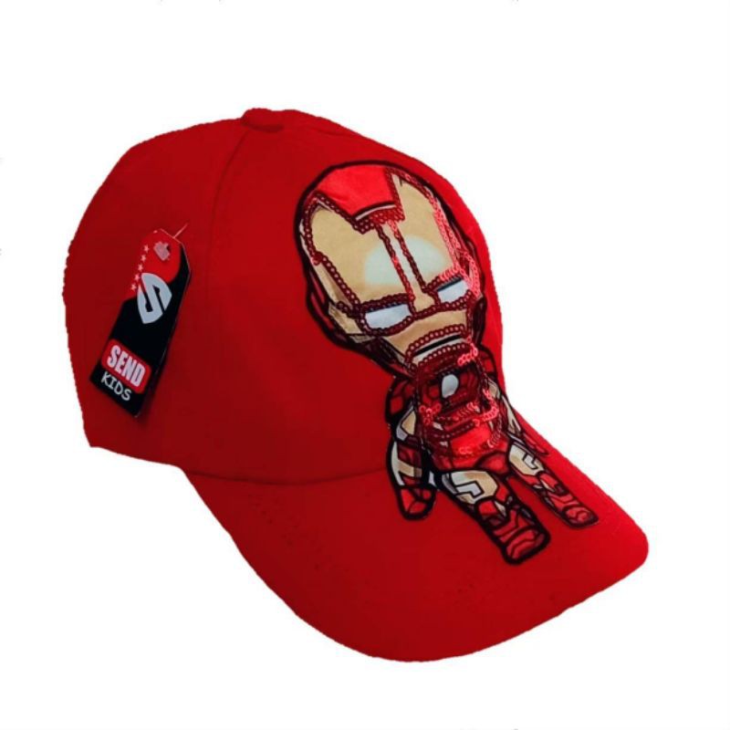 topi LED baseball motif iron man/ topi karakter