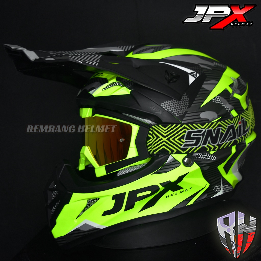 HELM JPX CROSS_FOX1 X35 - YELLOW DOFF PAKET GANTENG GOOGLE SNAIL HELM JPX KLX ORIGINAL HELMET MOTO TRAIL SUPERMOTO HELM FULL FACE MOTO CROSS TERBAIK-MX30 STABILLO/RED