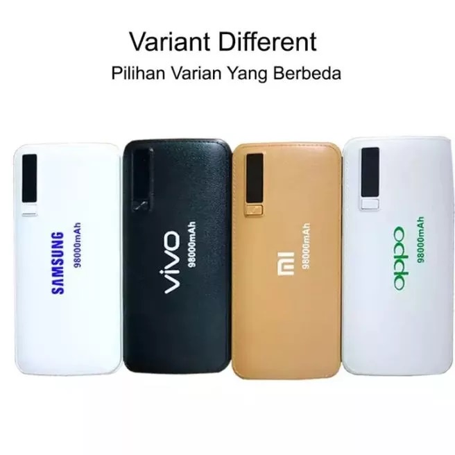 POWER BANK KUALITAS BAGUS 99.000 mAH DIGITAL LEATHER - 2 USB LED SENTER - FAST CHARGING