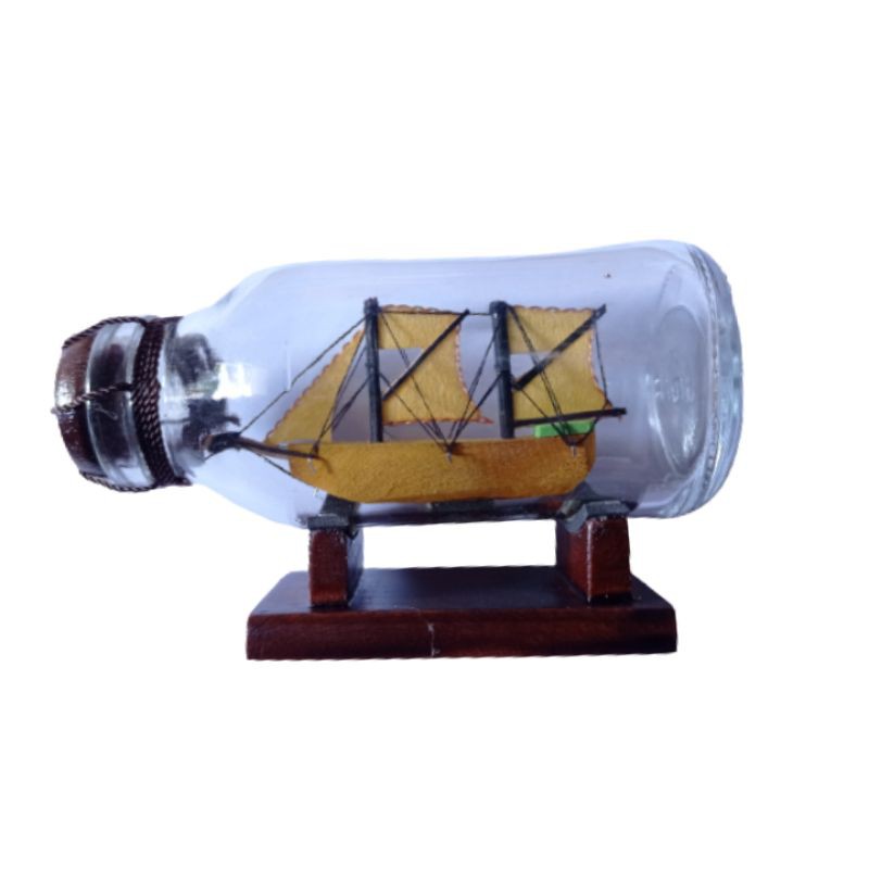 (BISA COD) PAJANGAN MINIATUR KAPAL DALAM BOTOL UKURAN KECIL PANJANG 10 CM - SOUVENIR UNIK KHAS JOGJA