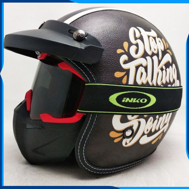 HELM MOTOR - Helm Google Mask goggle mask INKO dan TaffSPORT Motif STKD Retro Kulit MURAH