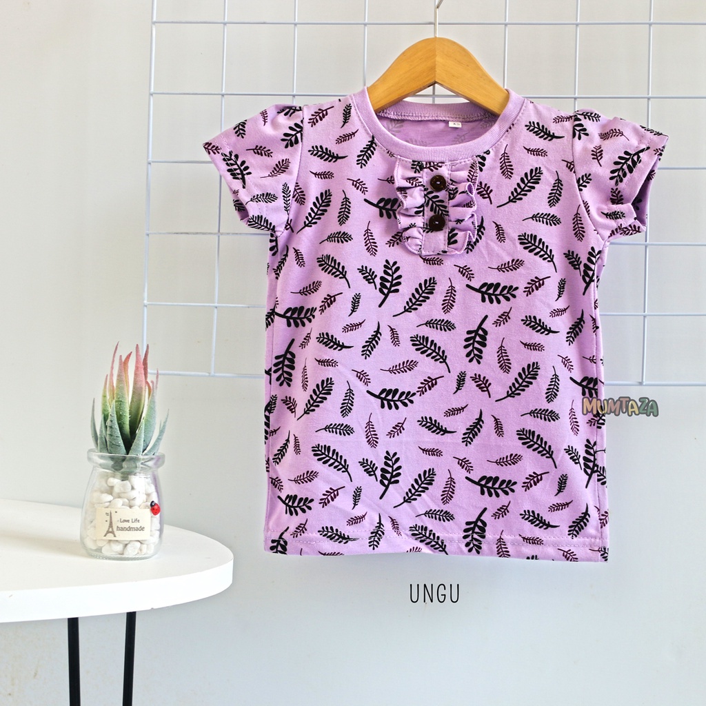 Kaos Anak Perempuan FREYA MOTIF LEAVES XS SML XL - Atasan anak perempuan - Kaos Anak Cewek