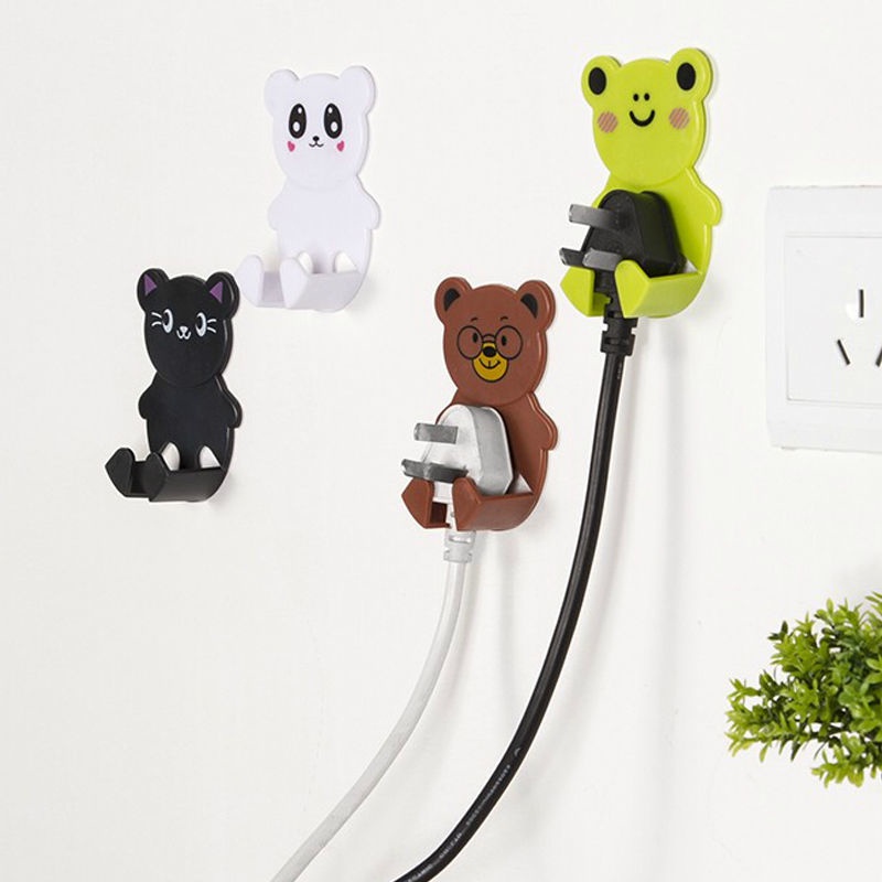 [Cute Cartoon Power Cord Plug Bracket] [Self-adhesive Non-perforated Data Cable Storage Hangers] [Grocery &amp; Key &amp; Bathroom Towel Storage Hooks]