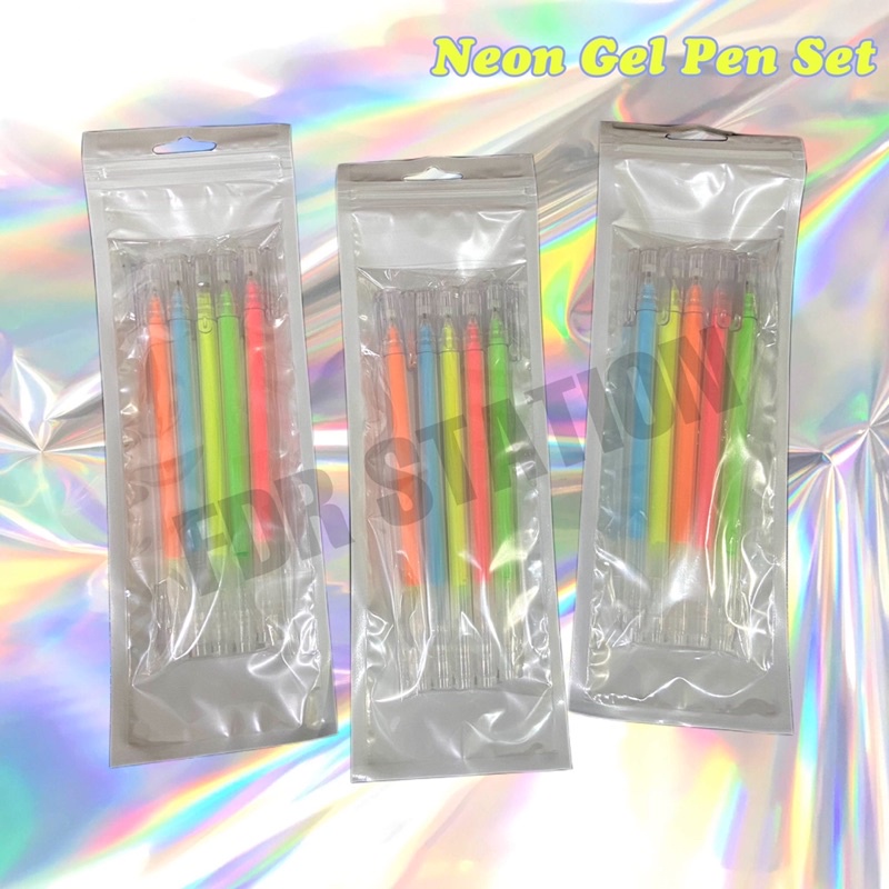 

Pen Warna Warni Neon 1 set ISI 5 / Pen Gel Warna Tipis 0.3mm