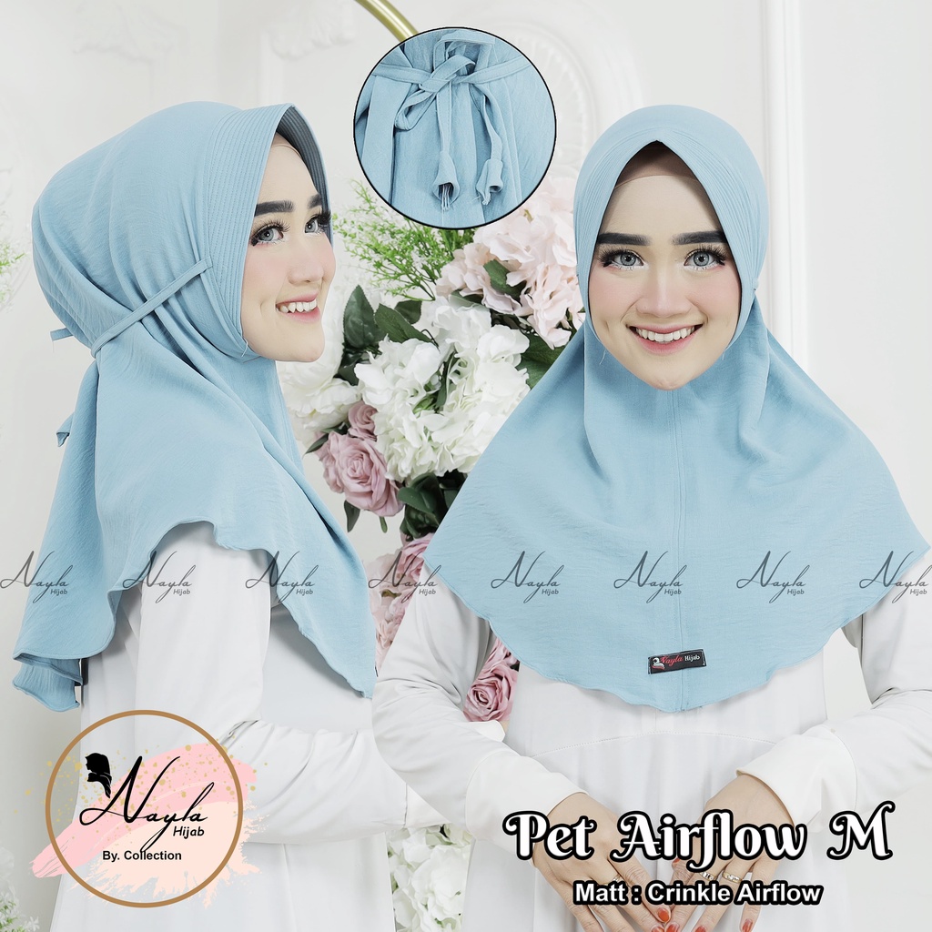 BERGO MARYAM PET AIRFLOW TALI SIZE M HIJAB INSTAN TALI CRINKLE AIRFLOW NAYLA HIJA'B