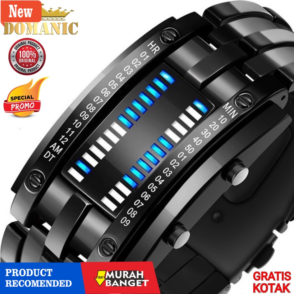 Jam digital pria terbaik- CODJam Tangan Pria Digital Jam tangan Rantai Ironman Men's Watch Stainless