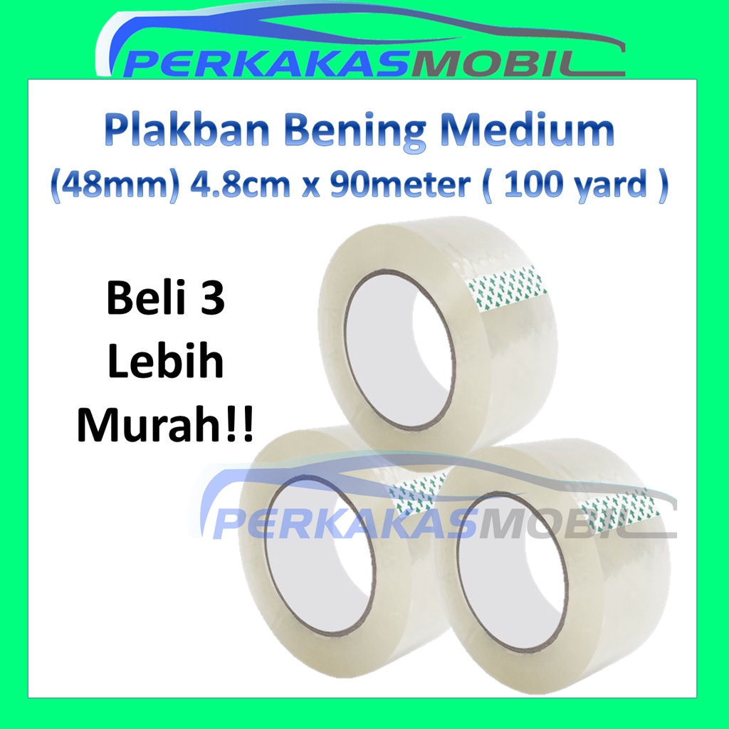 

3 pcs Lakban Selotip Isolasi Solasi Solatip Bening Transparan 48mmx90m 100 yard Adhesive Tape