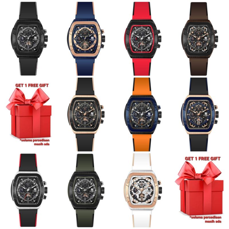 GET 1 GIFT !! Jam Tangan Pria T5 H3857 3857 Original Rubber Chrono Watch