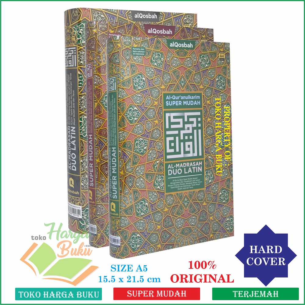 Al-Quran Al-Madrasah Duo Latin UKURAN SEDANG A5 HC Tajwid Terjemah Tanda Waqaf Transliterasi - Penerbit Al-Qosbah
