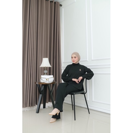 Ghaliya Set (oneset wanita setela atasan dan kulot knit murah nyaman premium)-4