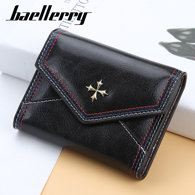 BAELLERRY N1633 Dompet Wanita Kecil Dompet Pendek Lipat Dompet Kartu Wanita Bahan Kulit PU Leather Premium WATCHKITE WKOS