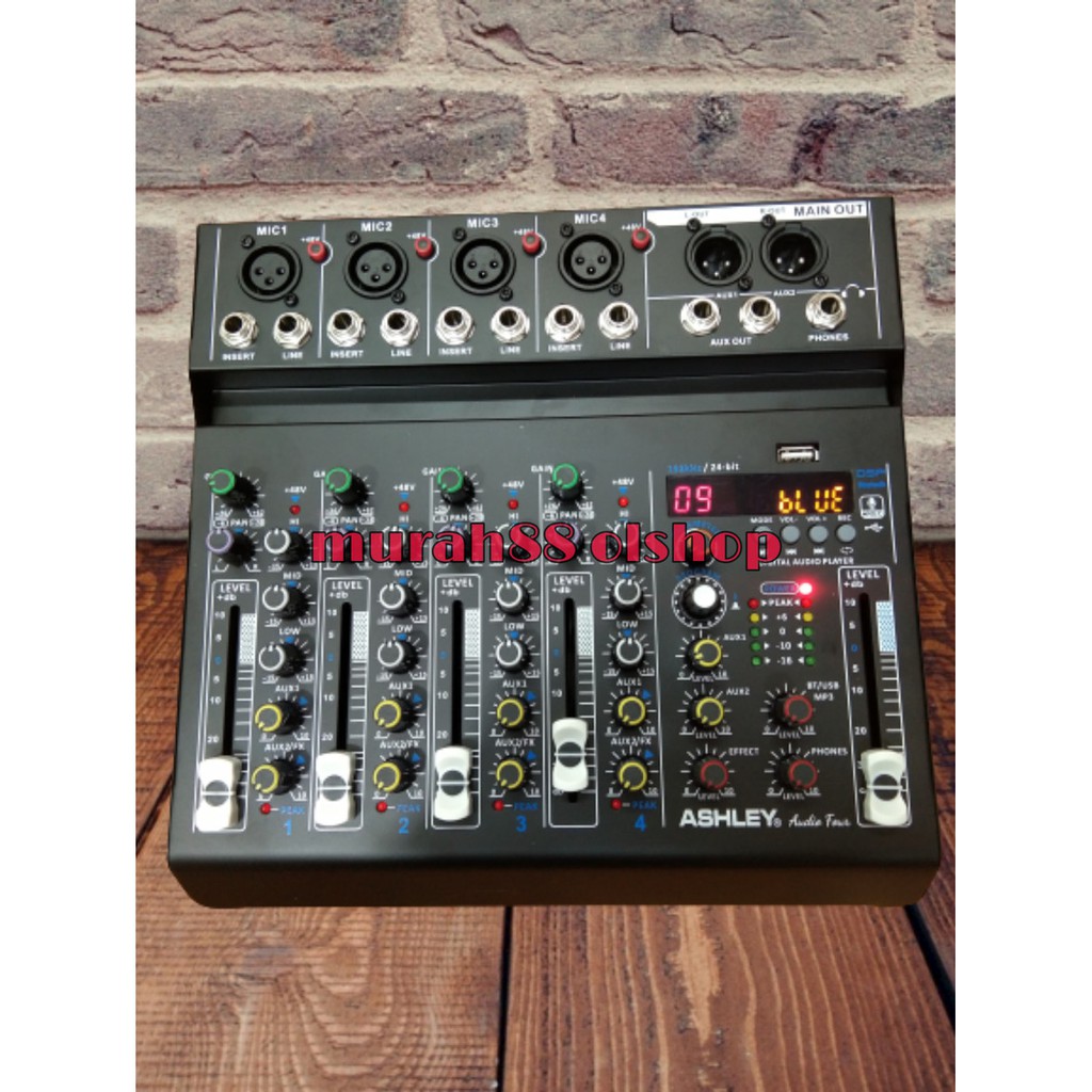 Mixer 4 Channel Ashley Audio Four USB MP3 Recording Bluetooth Phantom