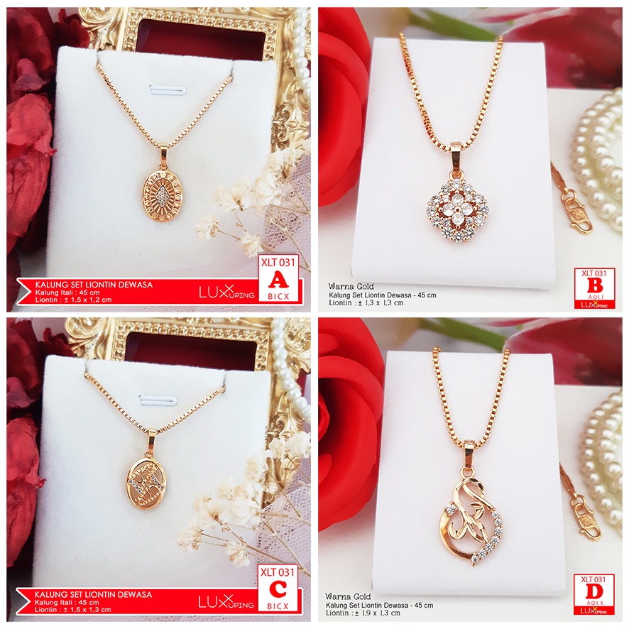 XLT 031 Kalung Set Liontin Murah Mata Sirkon Perhiasan Wanita Lapis Emas 18K Tidak Mudah Luntur Luxx Xuping