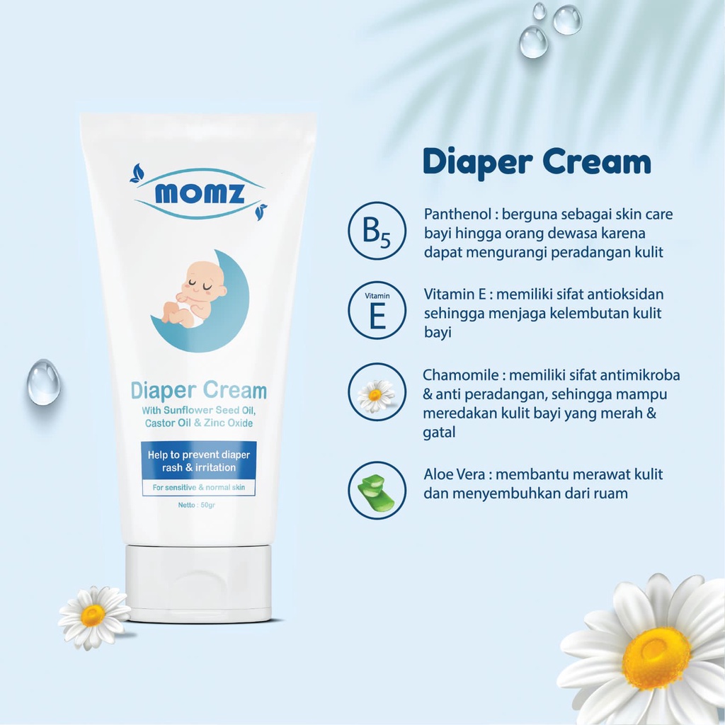 Momz - Diaper Cream - Krim Popok Bayi Anti Iritasi 50ml