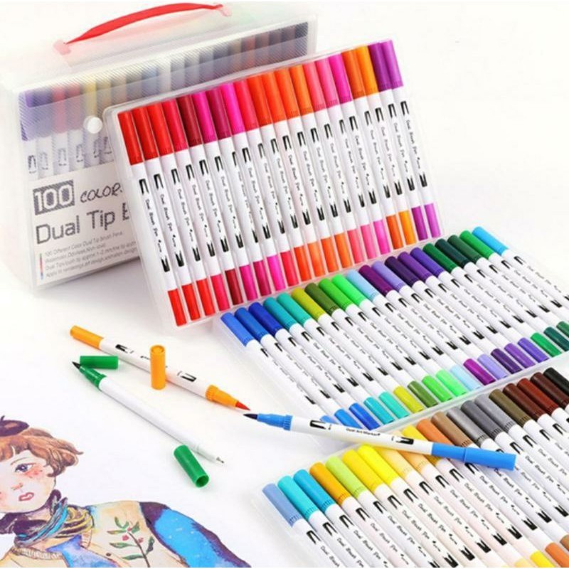 

Dual Tip Brush Pen 100 pcs