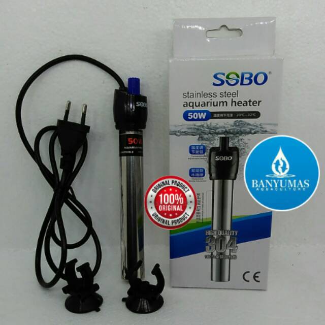 A013 Heater Aquarium Stainless Steel 50 Watt Sobo Anti Karat Anti