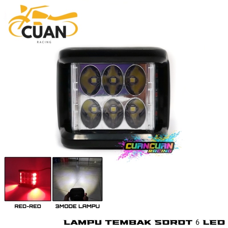 Lampu tembak 6 mata mini + lampu flash atau kedip kiri kanan lampu tembak sorot 6 mata mini