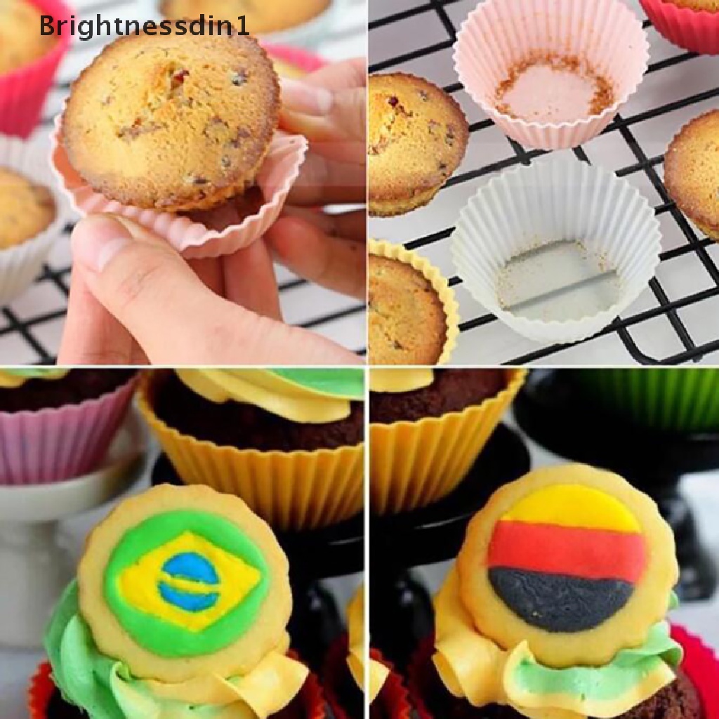 5 Pcs / Set Cetakan Kue Muffin Cupcake Bentuk Bulat Bahan Silikon Ukuran 7cm DIY