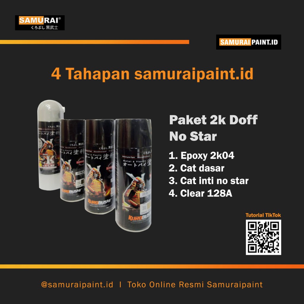 Paket 2K Doff Standart, Samuraipaint, Cat Aerosol, Samuraipaint.id , Officialstore