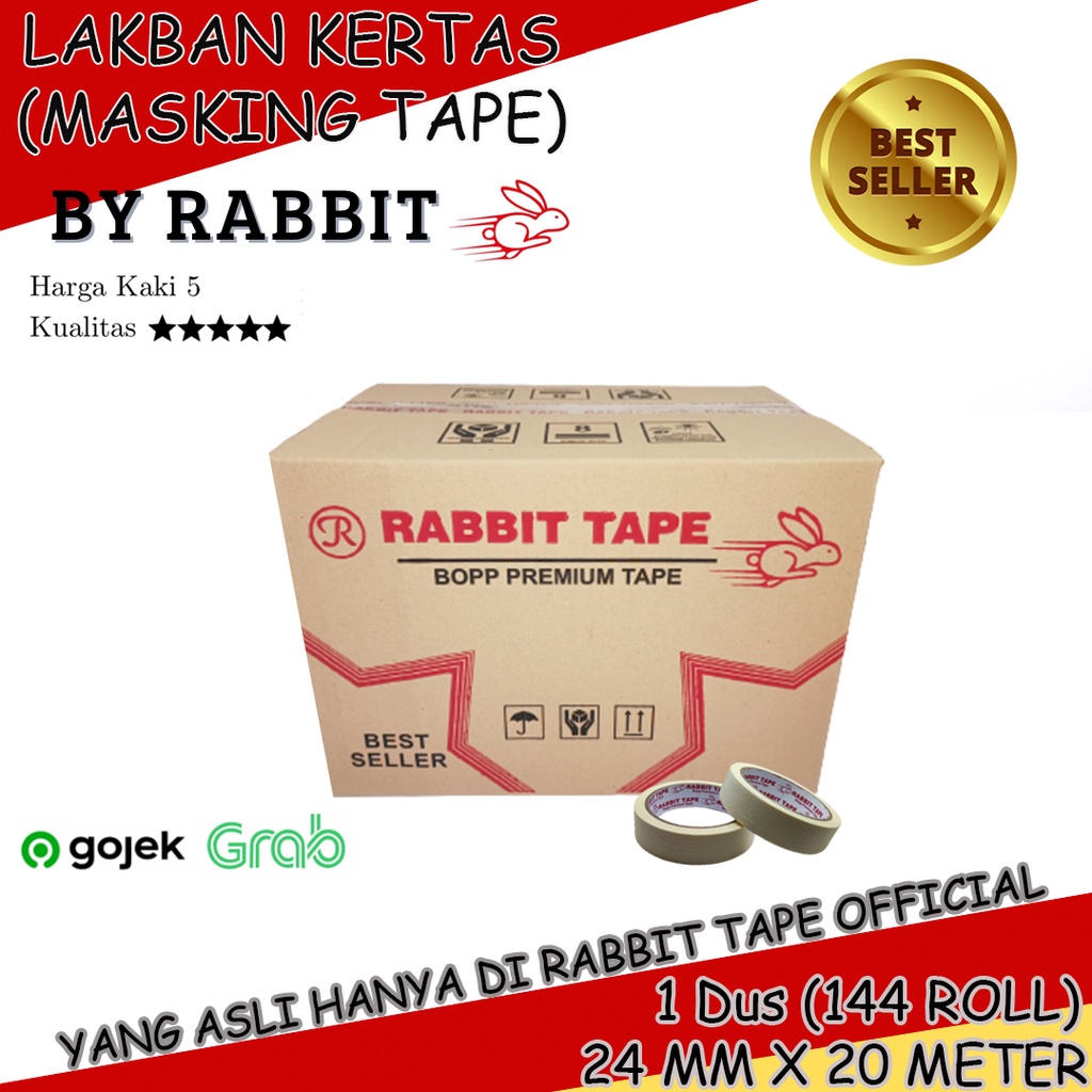 

Lakban Kertas RABBIT TAPE 1 inch x 20 Meter [KHUSUS GOJEK] Masking Tape 24mm x 20 Meter
