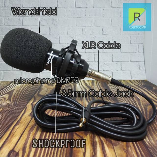 MICROPHONE BM700+AUDIO SPLITTER PAKETAN MURAH