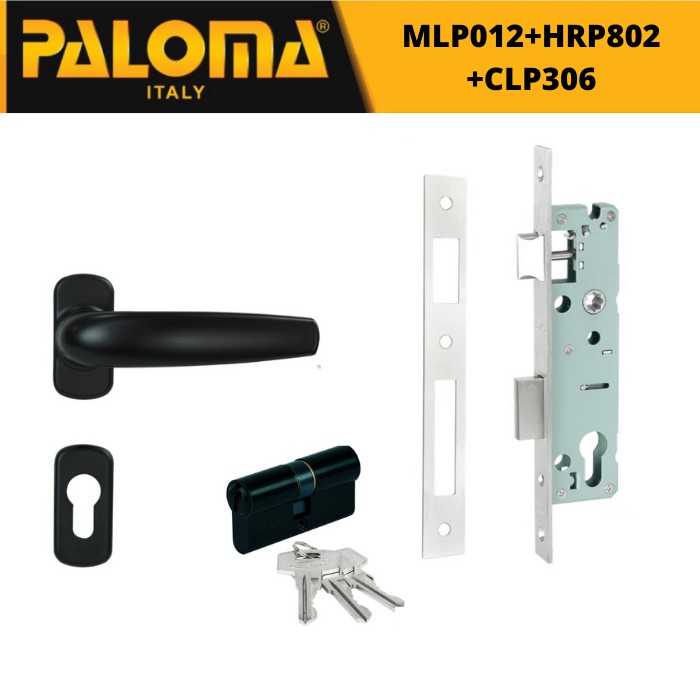 PALOMA HANDLE BLACK SERIES KUNCI SET HITAM SERI PINTU ALUMINIUM 30MM HRP 802  MLP 012 CLP 306