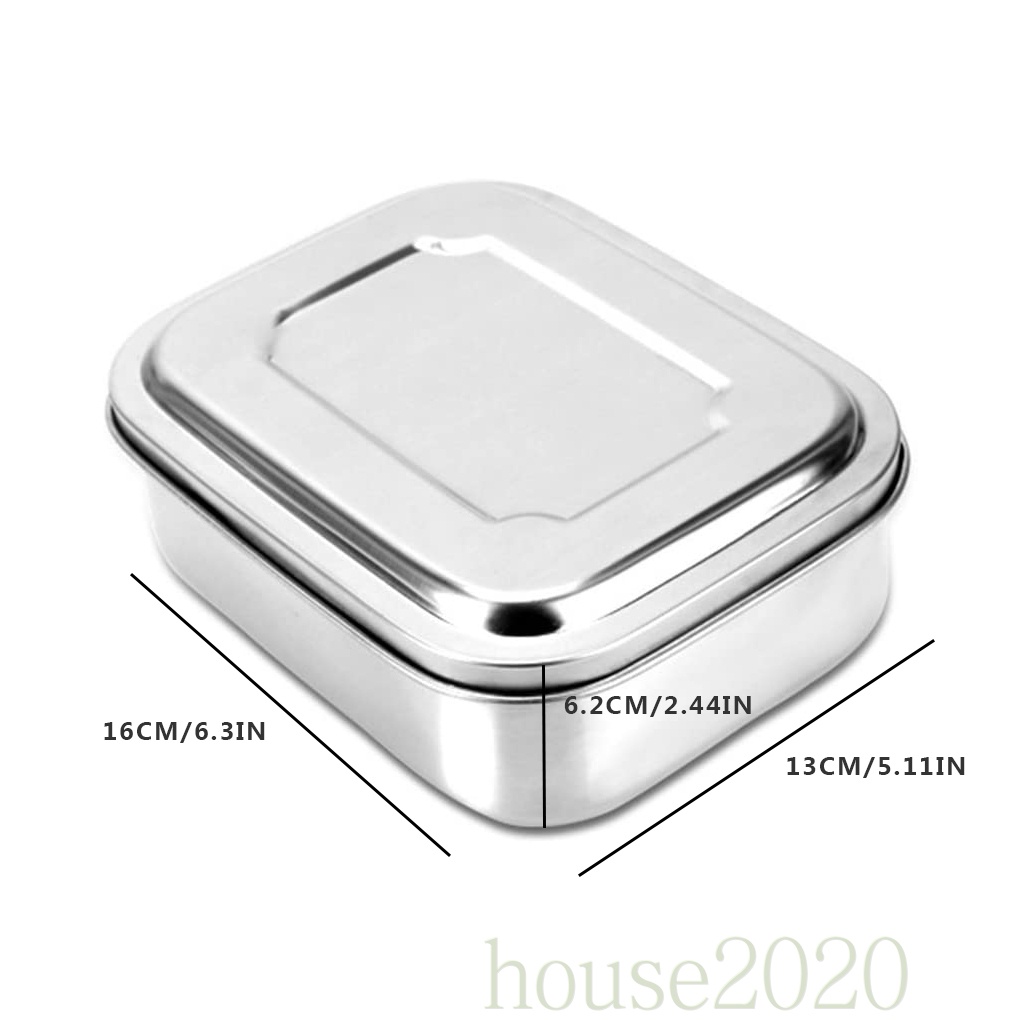 [house2020]Multi-layers Bento Lunch Box Student Stainless Steel Square Food Storage Container for Student