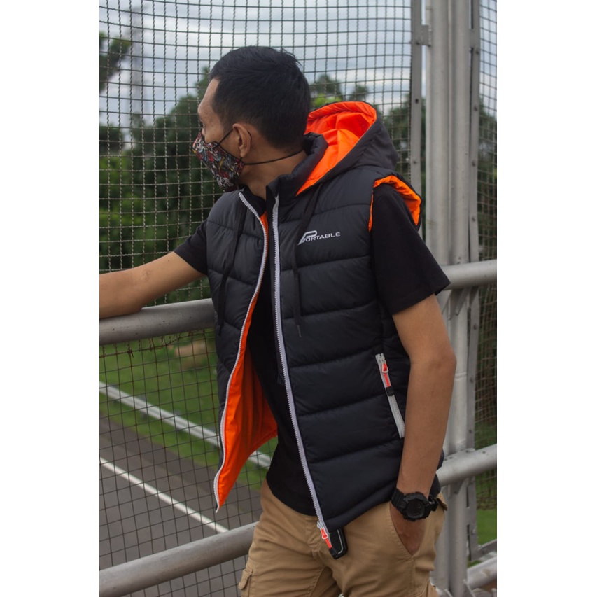 Jaket Rompi Motor Vest Riding Original PORTABLE Anti Air dan Anti Angin-HITAM