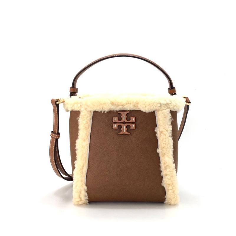 TB McGraw Shearling Small Bucket Bag