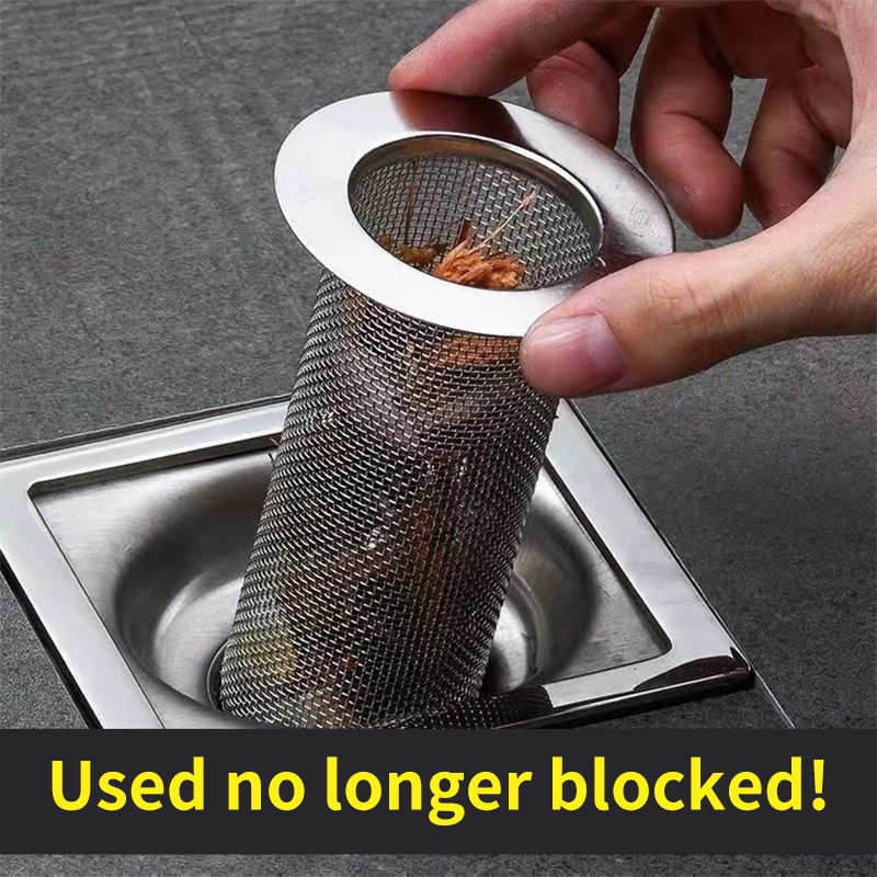 ღ Stainless Steel Floor Drain Filter Mesh Wastafel Dapur Saringan Lantai Shower Drain Stopper Anti-Blocking Sewer Drain Outlet saringan Kamar Mandi Aksesori