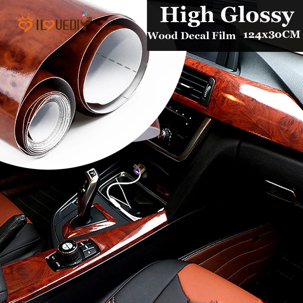 Stiker Film Pelindung Interior Pintu Mobil Motif Serat Kayu Ukuran 10x100cm