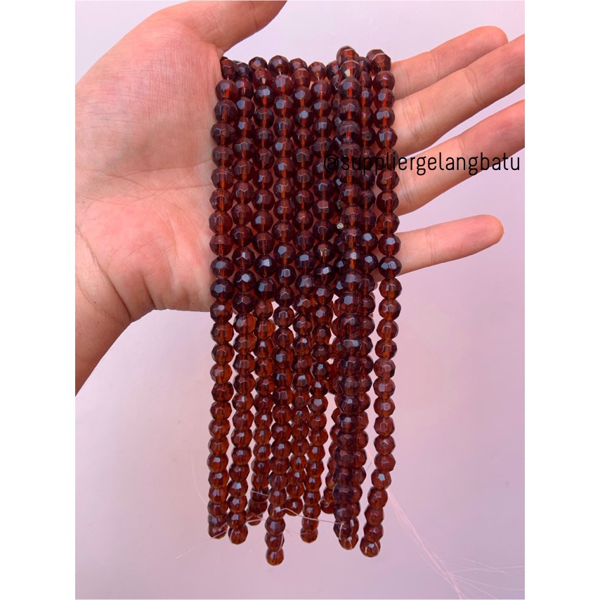 kristal bola dunia cutting 8mm Brown quartz COKLAT TUA kuarsa aksesori