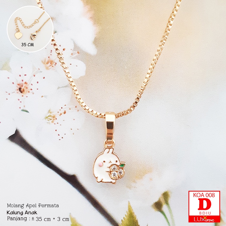 KOA 008 Kalung Set Liontin Anak Molang Murah Zirkon Lapis Emas Panjang 35 cm  Rantai Kalung Nuri Kecil Luxx Xuping