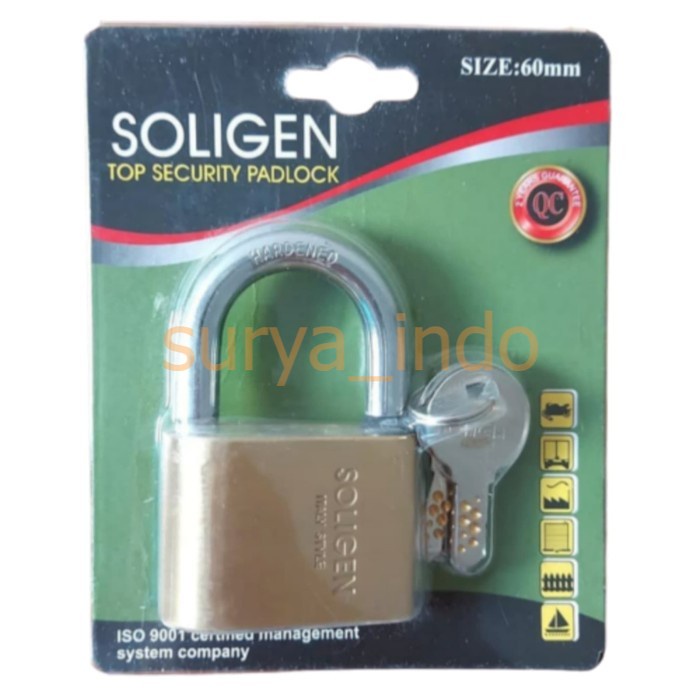 GEMBOK / KUNCI PENDEK PINTU PAGAR RUMAH BESI 60MM SOLIGEN HIGH QUALITY