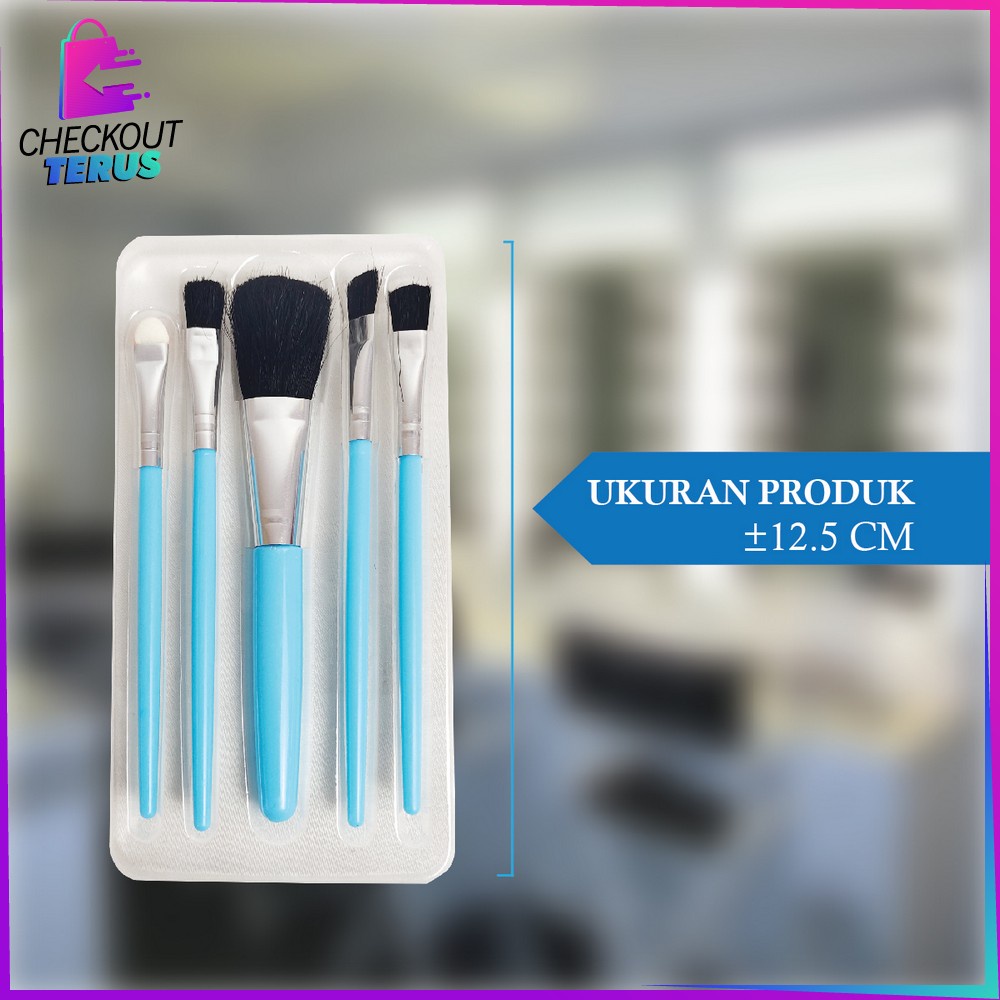 CT K129 Kuas Make Up Set 5 IN 1 Mini Travel Brush Eye Shadow Foundation Blusher Tools Set Alat Make Up
