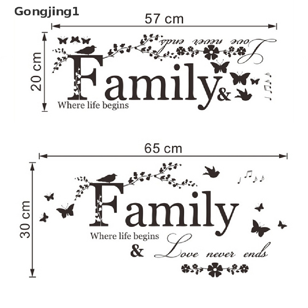 Gongjing1 Family Stiker Dinding Motif Tulisan Quotes Bahan Vinyl Untuk Dekorasi Rumah