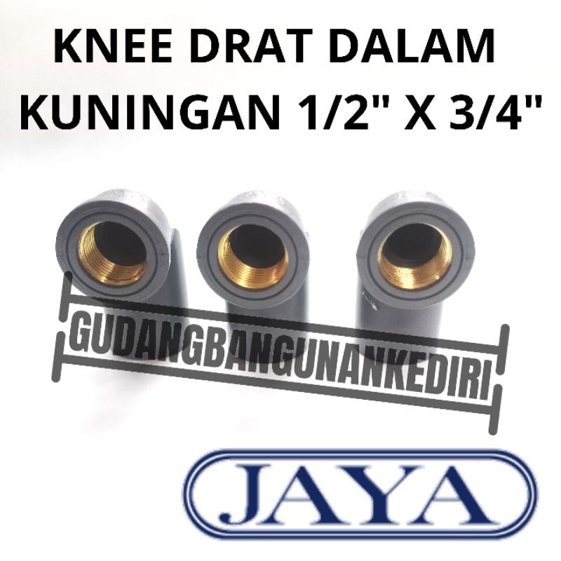 Faucet knee 1/2&quot; x 3/4&quot; Kuningan JAYA - Knee Drat Dalam kuningan 1/2&quot; x 3/4&quot;