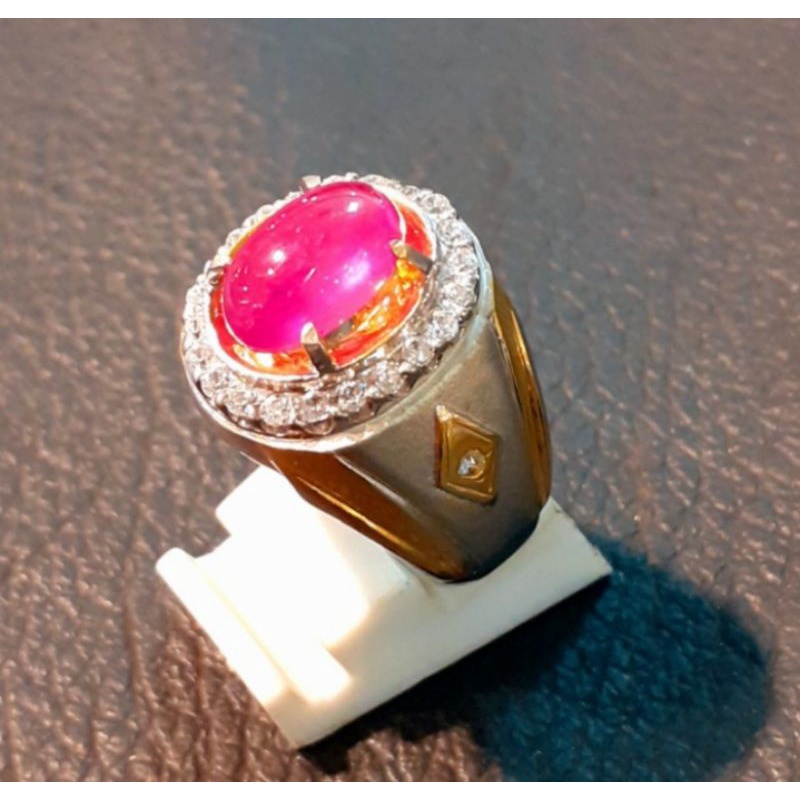 cincin batu permata NATURAL RUBY PIGEON ring perak