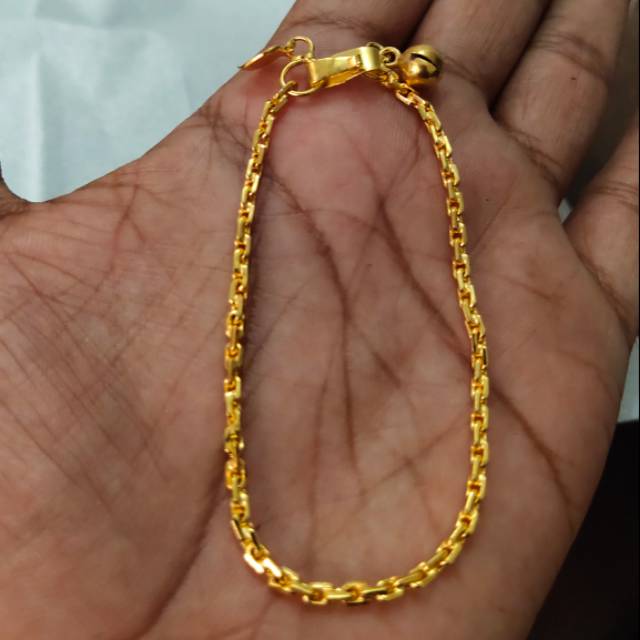 Gelang nori rantai medan kecil lapis emas