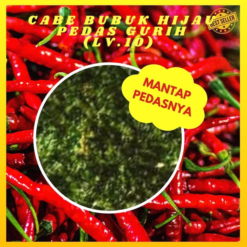 Bumbu Tabur Cabe Bubuk Hijau Pedas Gurih (Level 10) 50gr Bubuk Cabe (Kasar) Makanan Kiloan Chilli Powder 50 gr 100 gr 1 kg Super Pedas Aneka Bahan Instan Murah Enak Terbaik Kering Terjamin Halal Premium Serbuk Tabur Bubuk Cabai Bubuk Cabe Furikakeru