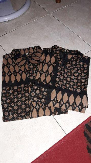 Couple Tunik Serut Lawasan Coklat Wajik Tenun Parang Salur Liris Gedhek Kawung Batik Ld110 Sovia