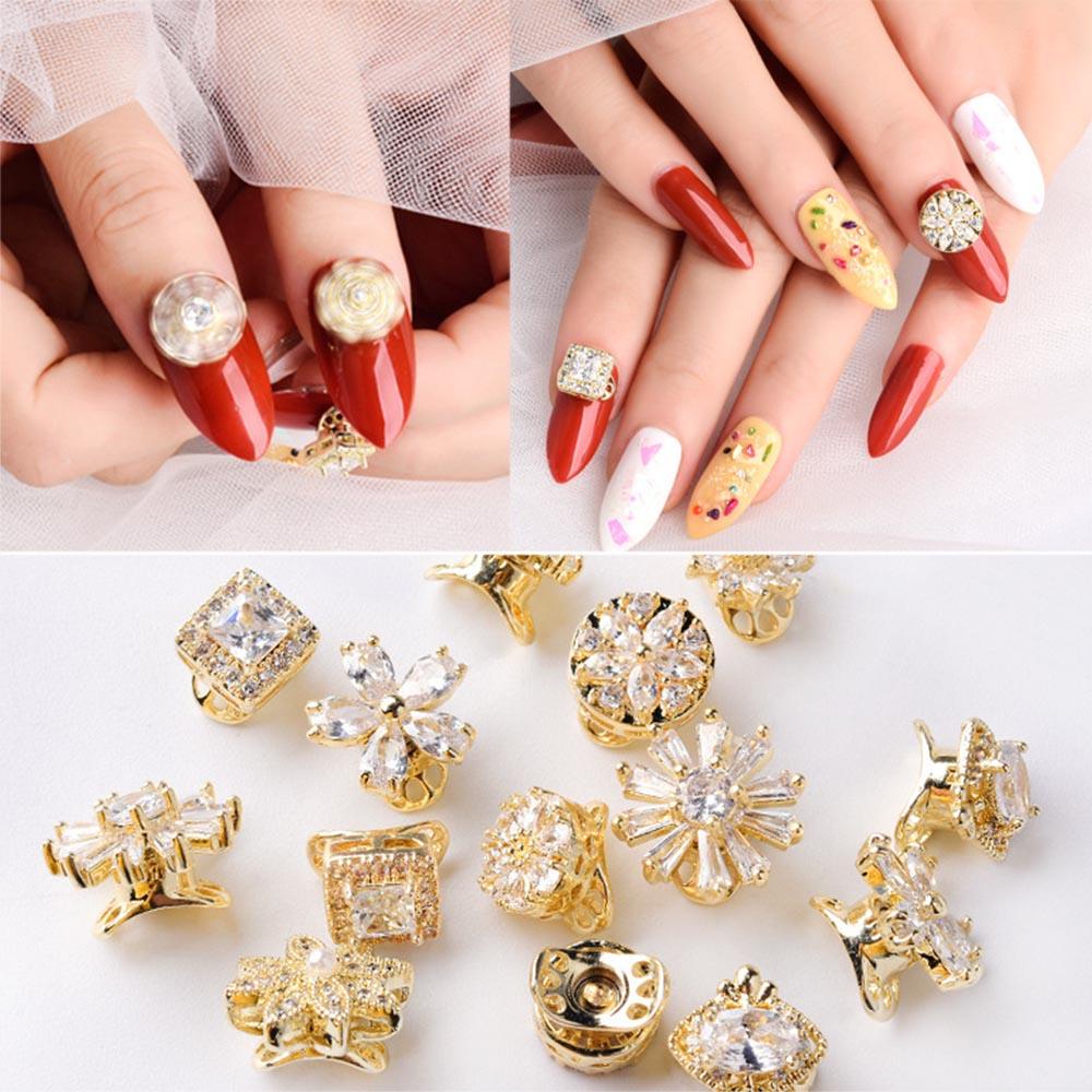 Augustina Rotatable Nail Zircon Gold Shiny Tahan Lama Alloy Metal Rotating Fast Rotatable Nail Rhinestones