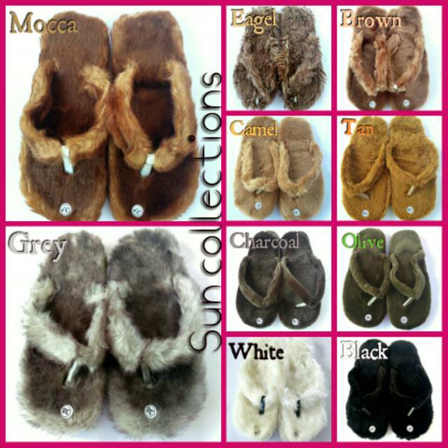 Sandal Bulu Sosis / Sandal Jepit anggora