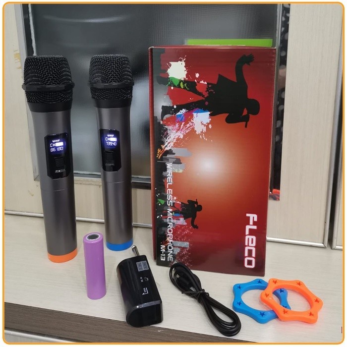 Fleco Mic Wireless Double M-13 Mic Karaoke Tanpa Kabel