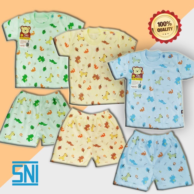 Setelan Lengan Pendek Warna Baby Tara - Katun Soft Premium SNI