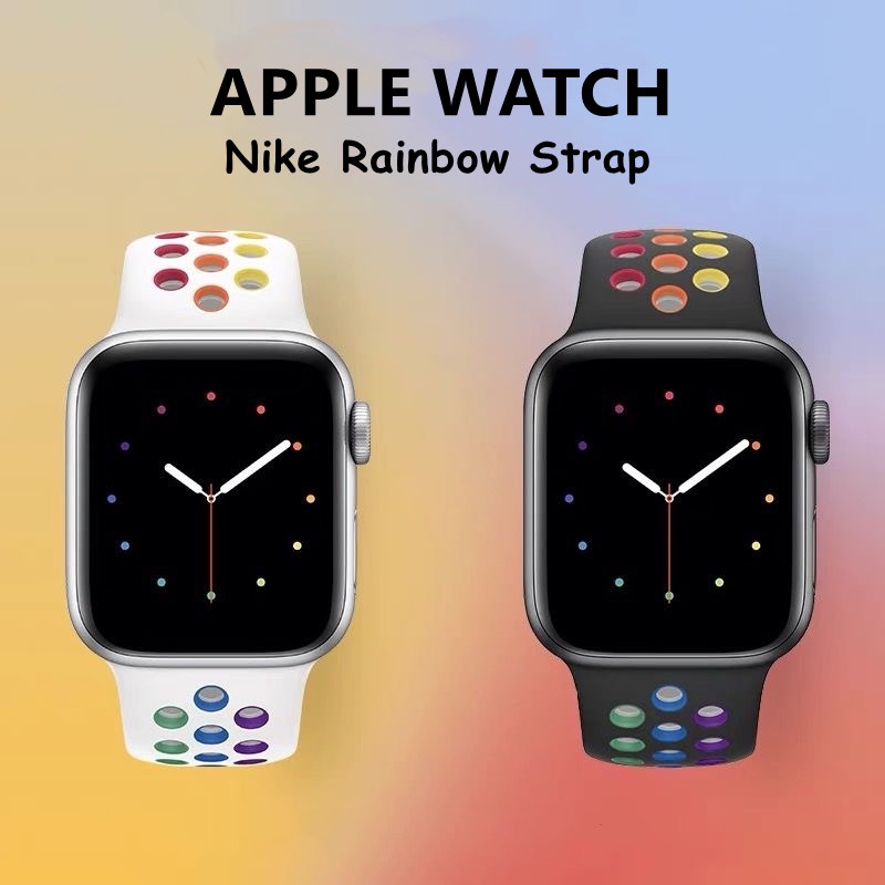 Tali✅Nike Sports Rainbow Watch Strap For Series 8 7/SE/6/5/4/3/2/1 iWatch 44mm 42mm 40mm 38mm Nike Sport Loop Band