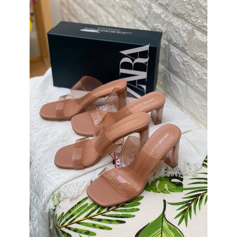 zara heels transparan pink z13