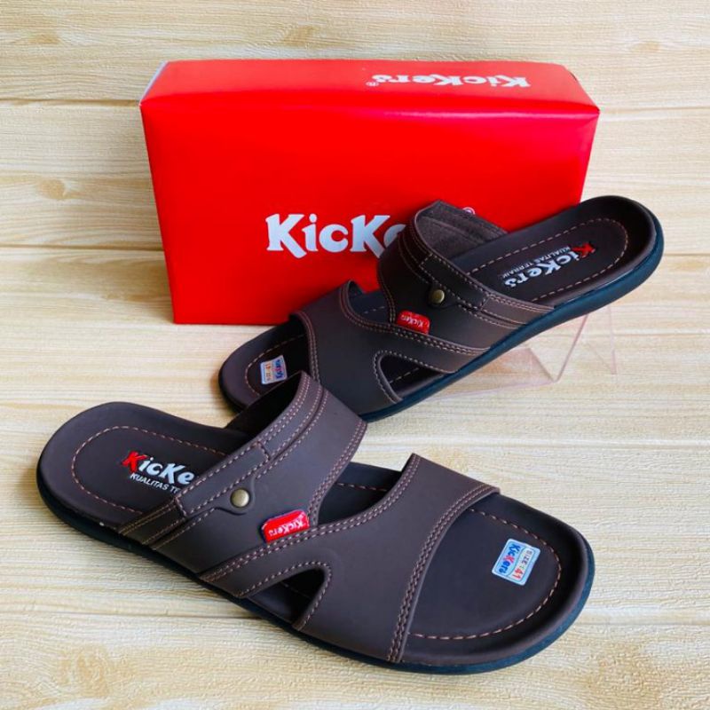 SANDAL SLOP PRIA KULIT KICKERS TERBARU TRENDI FASHION