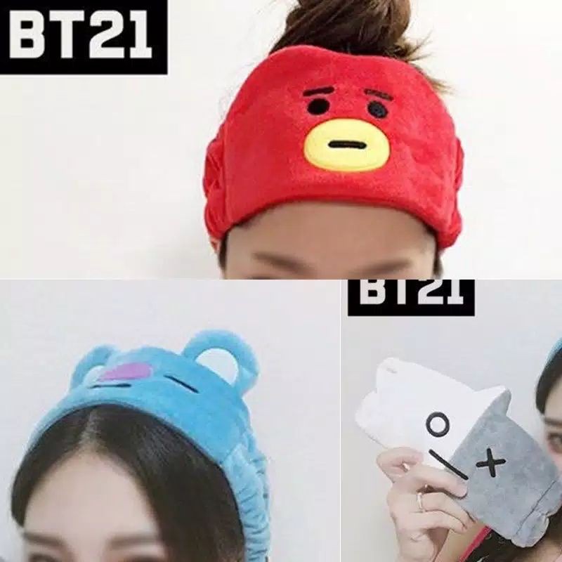 KPOP BTS BT21 Bandana Pembersih Kosmetik /Headband Make up Penutup Mata Tidur