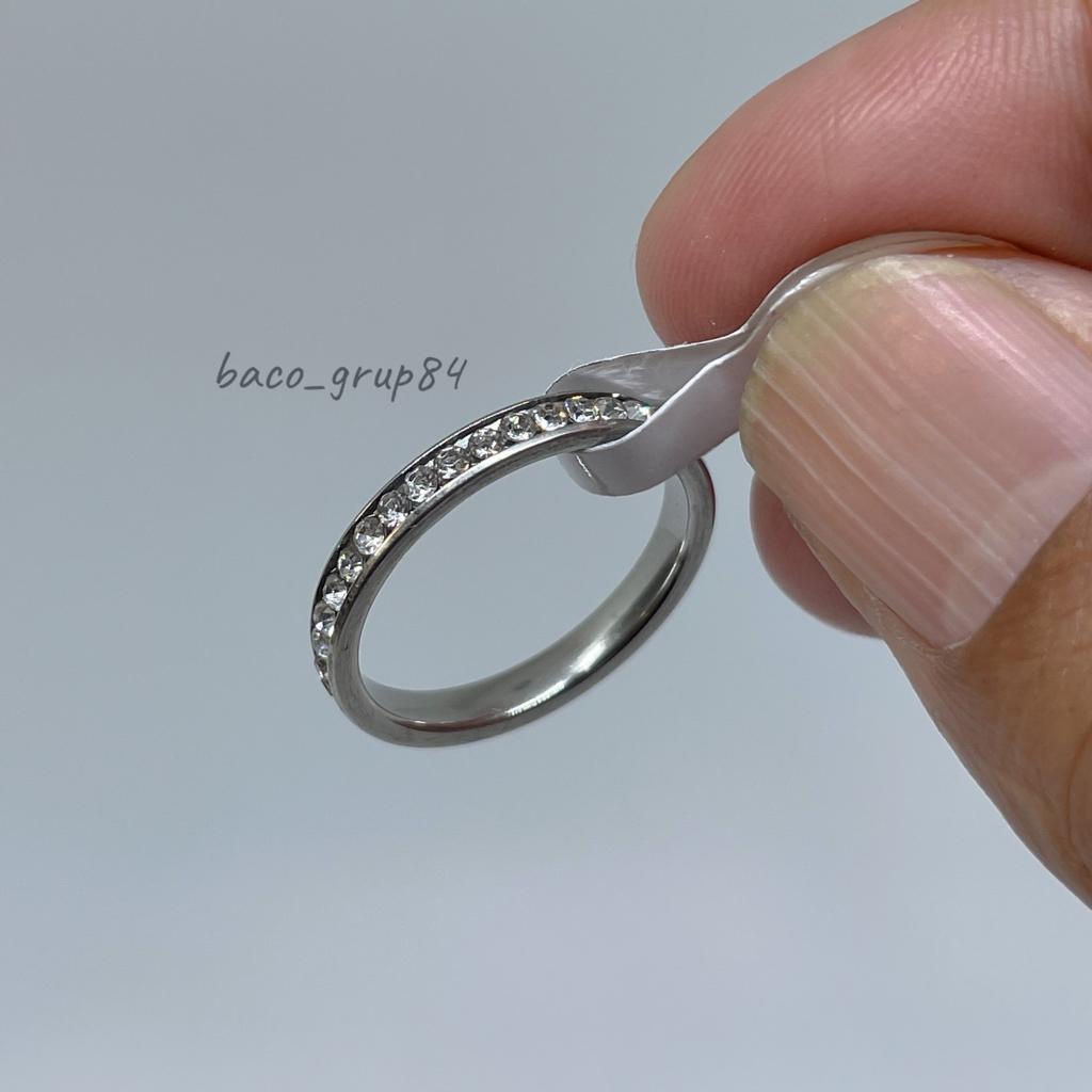 Cincin Titanium Mata full Ring kecil C30 Awet lama Tidak Karatan